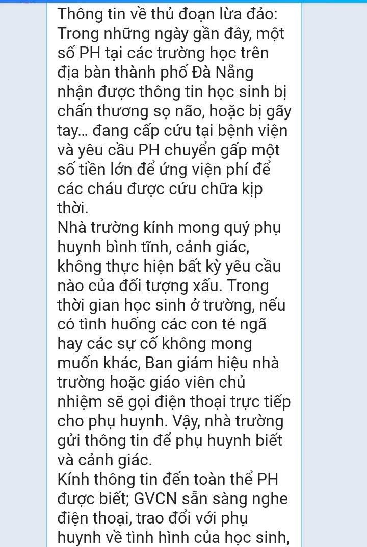 Tp.Đà Nẵng: Báo động chiêu lừa 'con bị tai nạn, cần tiền mổ gấp' 2 Tp.Đà Nẵng: Báo động chiêu lừa 'con bị tai nạn, cần tiền mổ gấp' 2