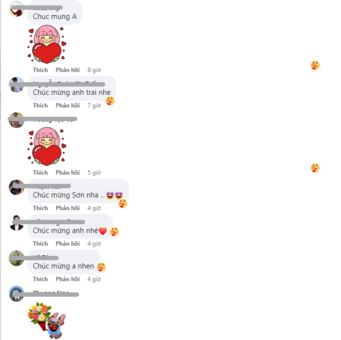 CDM để lại bình luận chúc mừng Hoàng Sơn (Ảnh: Chụp màn hình)