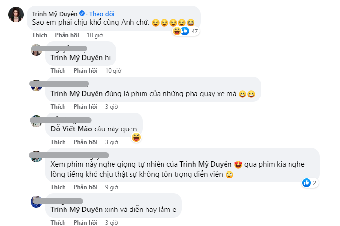 Màn tương tác của Trình Mỹ Duyên dưới bài đăng (Ảnh: Chụp màn hình) Màn tương tác của Trình Mỹ Duyên dưới bài đăng (Ảnh: Chụp màn hình)