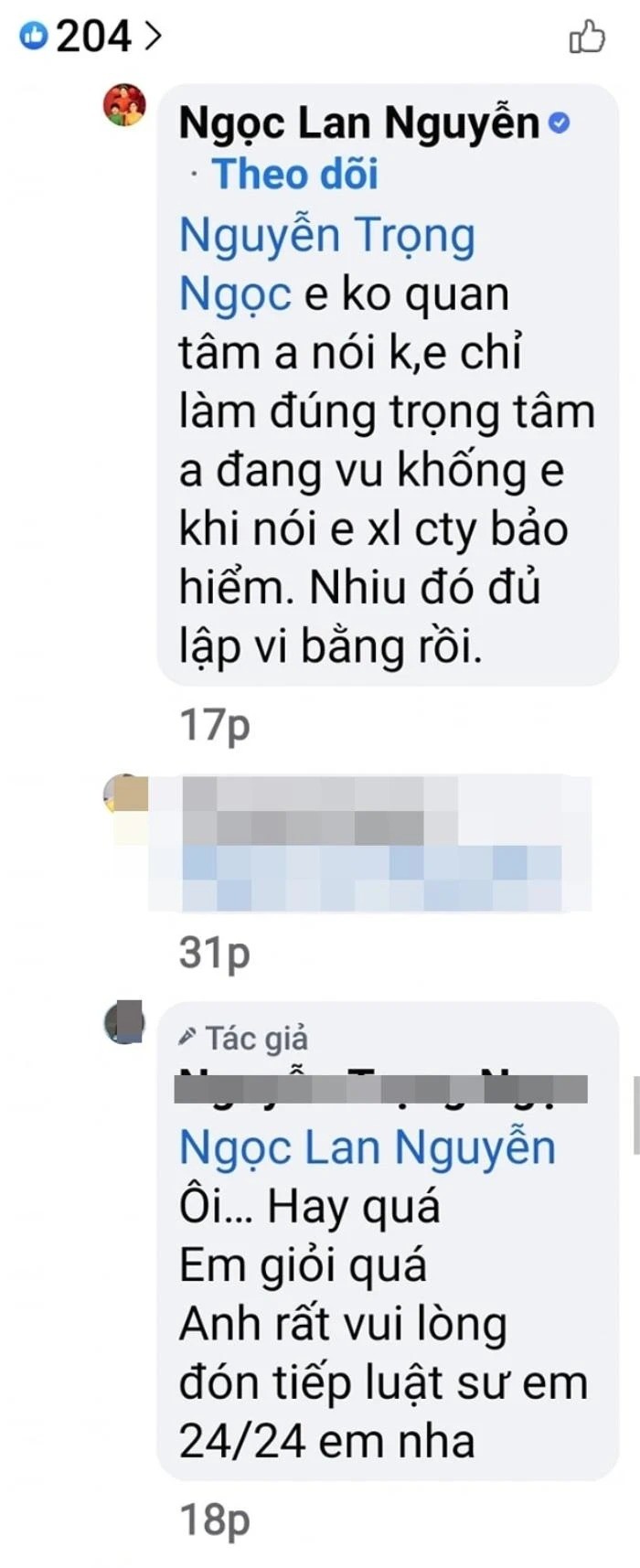 Màn tương tác của diễn viên Ngọc Lan với vị Tổng Giám đốc công ty bán Bảo hiểm (Ảnh: Chụp màn hình) Màn tương tác của diễn viên Ngọc Lan với vị Tổng Giám đốc công ty bán Bảo hiểm (Ảnh: Chụp màn hình)