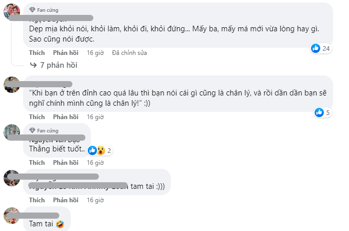 CDM để lại bình luận xoay quanh phát ngôn gây tranh cãi của Trấn Thành (Ảnh: Chụp màn hình) CDM để lại bình luận xoay quanh phát ngôn gây tranh cãi của Trấn Thành (Ảnh: Chụp màn hình)