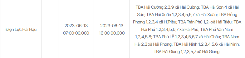 Lịch cúp điện các tỉnh ngày 13/6/2023: Nam Định - Long An cắt tại nhiều nơi, người dân Hà Nội ở khu vực này phải lưu ý - Ảnh 1 Lịch cúp điện các tỉnh ngày 13/6/2023: Nam Định - Long An cắt tại nhiều nơi, người dân Hà Nội ở khu vực này phải lưu ý - Ảnh 1