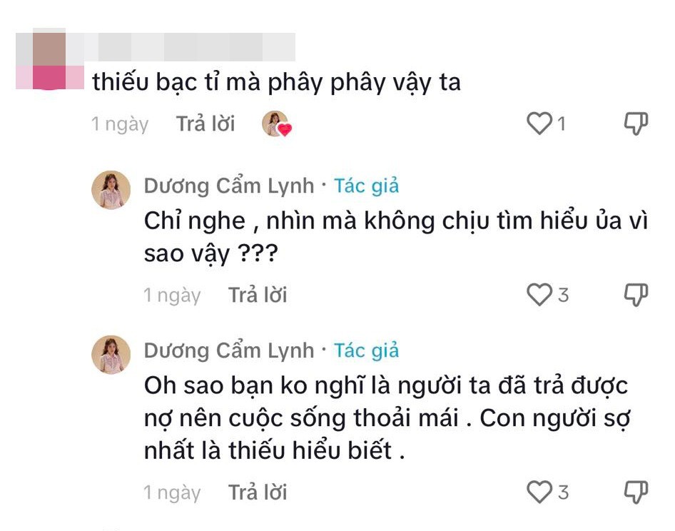 Dương Cẩm Lynh đáp trả việc nợ nần nhưng vẫn mặc đồ xịn - Ảnh 1