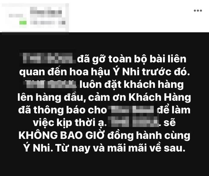 1 nhãn hàng phải gỡ toàn bộ hình ảnh liên quan đến Ý Nhi. Ảnh: Chụp màn hình 1 nhãn hàng phải gỡ toàn bộ hình ảnh liên quan đến Ý Nhi. Ảnh: Chụp màn hình