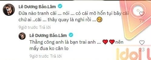 Lê Dương Bảo Lâm lập tức 'đáp trả' khiến nhiều người chú ý. Ảnh: Chụp màn hình