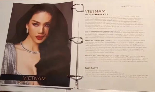 Hình ảnh hồ sơ của Bùi Quỳnh Hoa khi tham gia Miss Universe 2023. Ảnh: Chụp màn hình Hình ảnh hồ sơ của Bùi Quỳnh Hoa khi tham gia Miss Universe 2023. Ảnh: Chụp màn hình