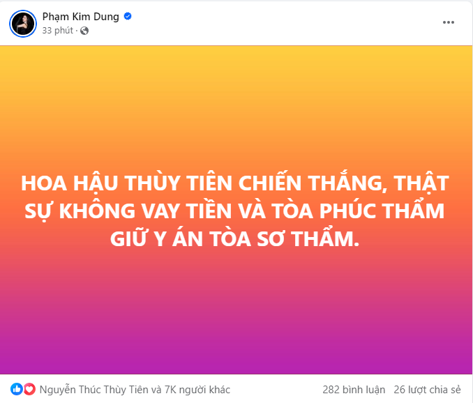 Bài đăng của bà Phạm Kim Dung. Ảnh: Chụp màn hình Bài đăng của bà Phạm Kim Dung. Ảnh: Chụp màn hình