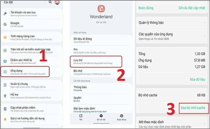 Thao tác giải phóng dung lượng Thao tác giải phóng dung lượng