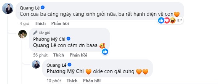 Quang Lê để lại bình luận dưới bài đăng của Phương Mỹ Chi. Ảnh: Chụp màn hình Quang Lê để lại bình luận dưới bài đăng của Phương Mỹ Chi. Ảnh: Chụp màn hình