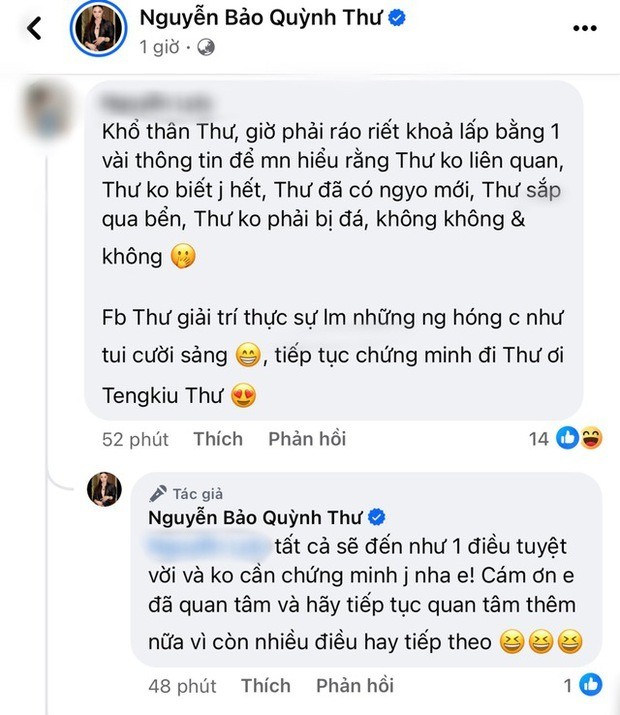 Quỳnh Thư có liền phản ứng gây chú ý. Ảnh: Chụp màn hình Quỳnh Thư có liền phản ứng gây chú ý. Ảnh: Chụp màn hình
