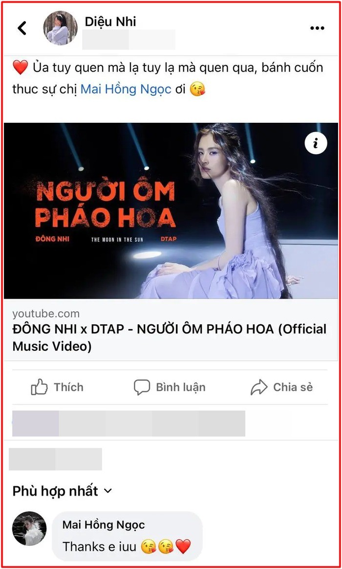 Diệu Nhi từng share MV trước đó cho Đông Nhi. Ảnh: Internet. Diệu Nhi từng share MV trước đó cho Đông Nhi. Ảnh: Internet.