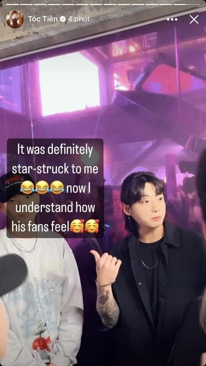 Tóc Tiên hết lòng chiều fan, hé lộ vóc dáng Jungkook (BTS) ngoài đời thật khiến ai nấy ngỡ ngàng 3 Tóc Tiên hết lòng chiều fan, hé lộ vóc dáng Jungkook (BTS) ngoài đời thật khiến ai nấy ngỡ ngàng 3