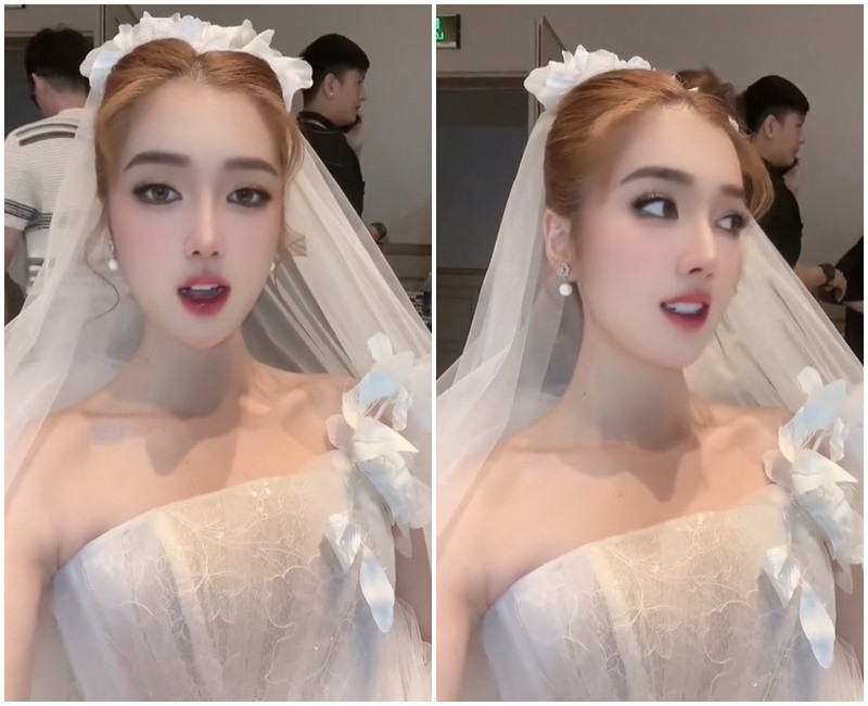 Hình ảnh bạn gái Hồ Quang Hiếu mặc váy cưới thu hút sự chú ý của khán giả. Ảnh: Chụp màn hình TikTok Tuệ Như. Hình ảnh bạn gái Hồ Quang Hiếu mặc váy cưới thu hút sự chú ý của khán giả. Ảnh: Chụp màn hình TikTok Tuệ Như.