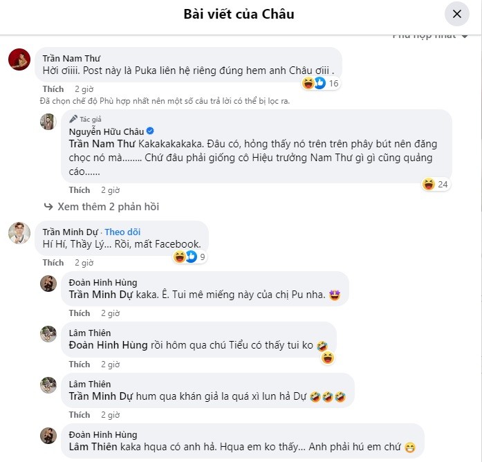Ngay sau đó, nghệ sĩ Hữu Châu đã làm rõ chuyện Puka mất Facebook. Ảnh chụp màn hình FB Nguyễn Hữu Châu. Ngay sau đó, nghệ sĩ Hữu Châu đã làm rõ chuyện Puka mất Facebook. Ảnh chụp màn hình FB Nguyễn Hữu Châu.