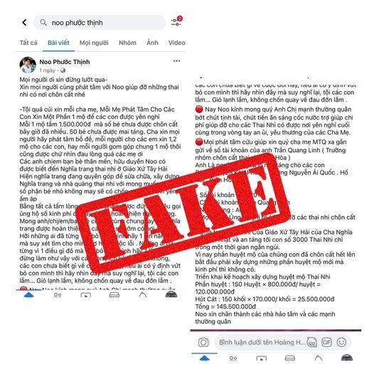 Trang Facebook giả mạo Noo Phước Thịnh. Ảnh: Internet. Trang Facebook giả mạo Noo Phước Thịnh. Ảnh: Internet.