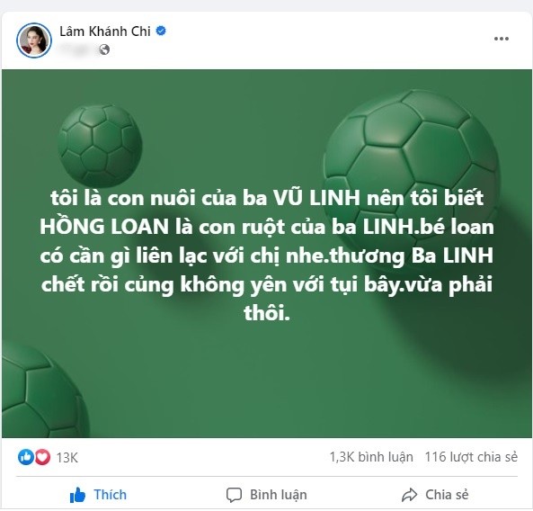 Lâm Khánh Chi cũng lên tiếng ủng hộ Hồng Loan. Ảnh chụp màn hình. Lâm Khánh Chi cũng lên tiếng ủng hộ Hồng Loan. Ảnh chụp màn hình.