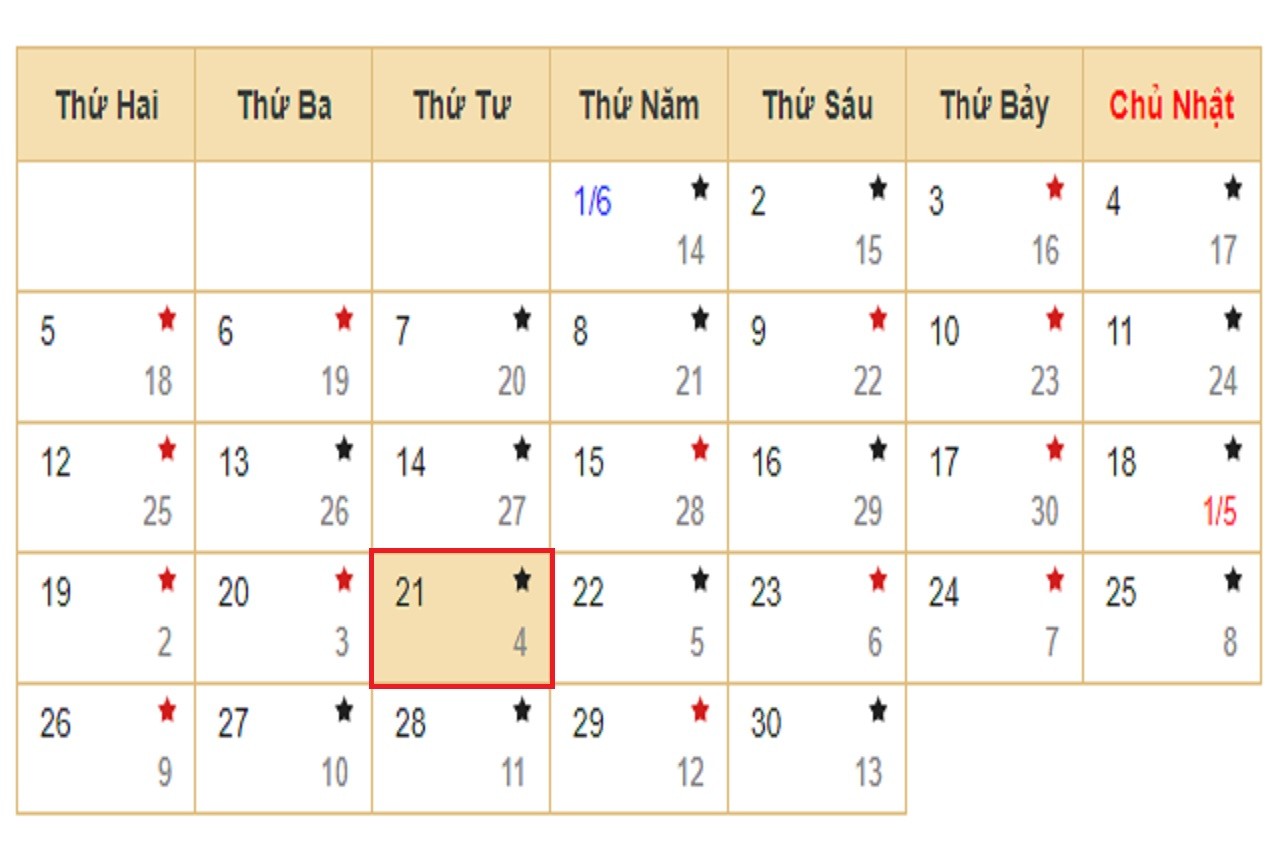 Lịch âm 21/06 - Xem lịch âm hôm nay 21/06/2023.