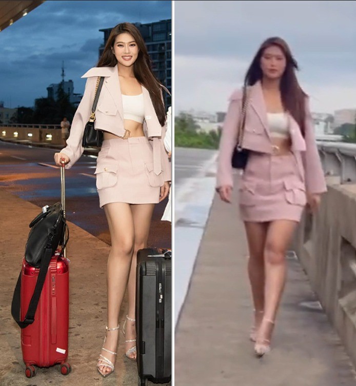 So sánh với bức ảnh người đẹp tự đăng có nhiều điểm khác biệt, đặc biệt là đôi chân. Ảnh Internet. So sánh với bức ảnh người đẹp tự đăng có nhiều điểm khác biệt, đặc biệt là đôi chân. Ảnh Internet.