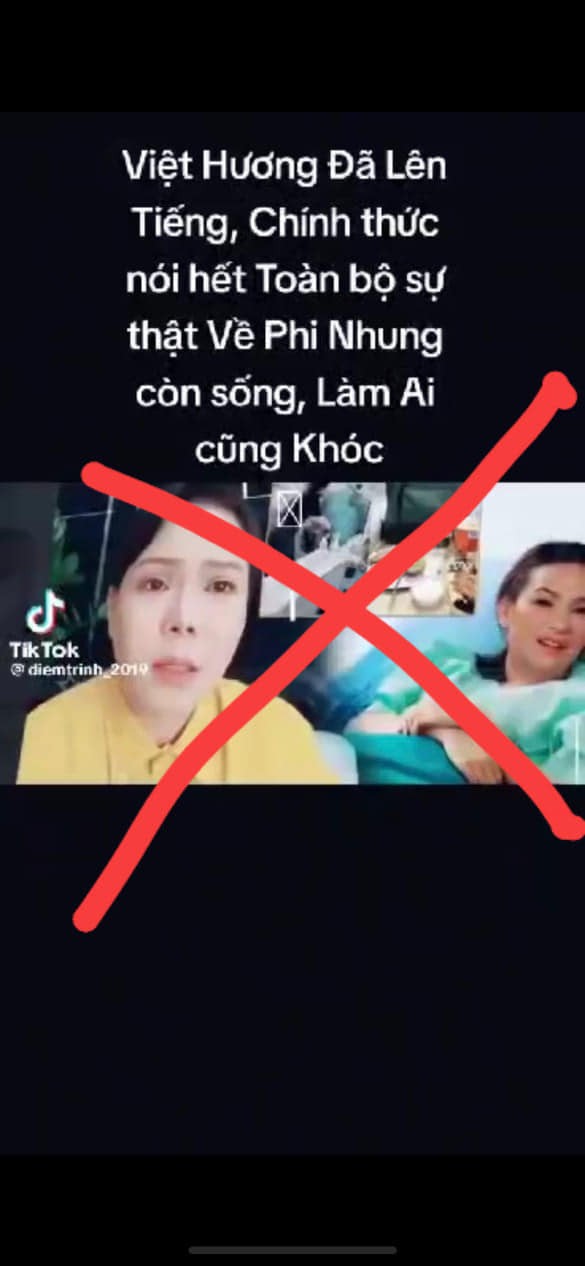 Việt Hương cảnh báo những page, tài khoản tung tin thất thiệt nói Phi Nhung còn sống. Ảnh: FB Việt Hương. Việt Hương cảnh báo những page, tài khoản tung tin thất thiệt nói Phi Nhung còn sống. Ảnh: FB Việt Hương.