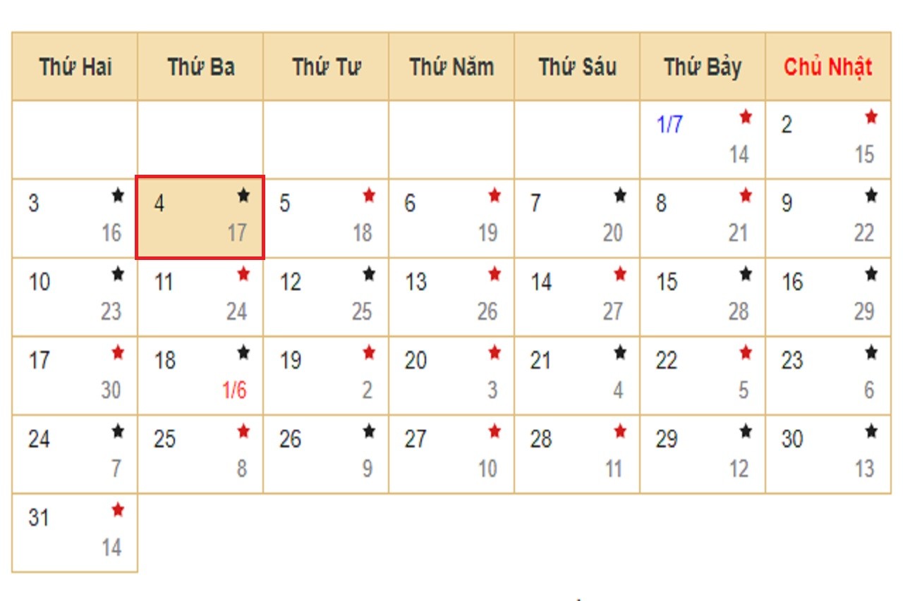 Lịch âm 4/7 - Xem lịch âm hôm nay 4/7/2023. Lịch âm 4/7 - Xem lịch âm hôm nay 4/7/2023.
