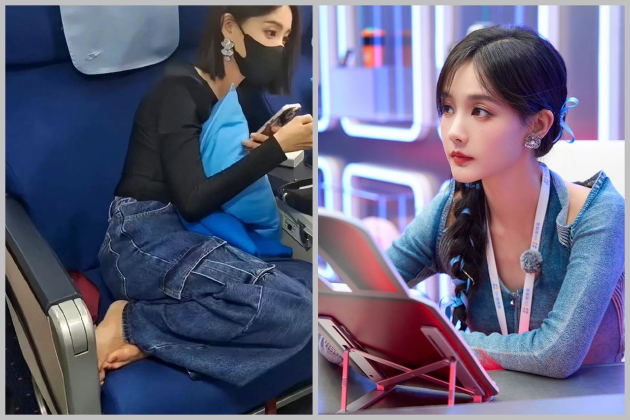 Lý Nhất Đồng gây tranh cãi vì để hai chân lên ghế máy bay. Ảnh Internet.