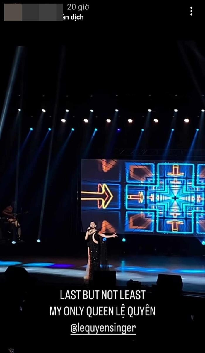 Lệ Quyên cũng có mặt trong đêm nhạc này và được khán giả khen là 'Nữ hoàng duy nhất của tôi'. Ảnh: Internet.