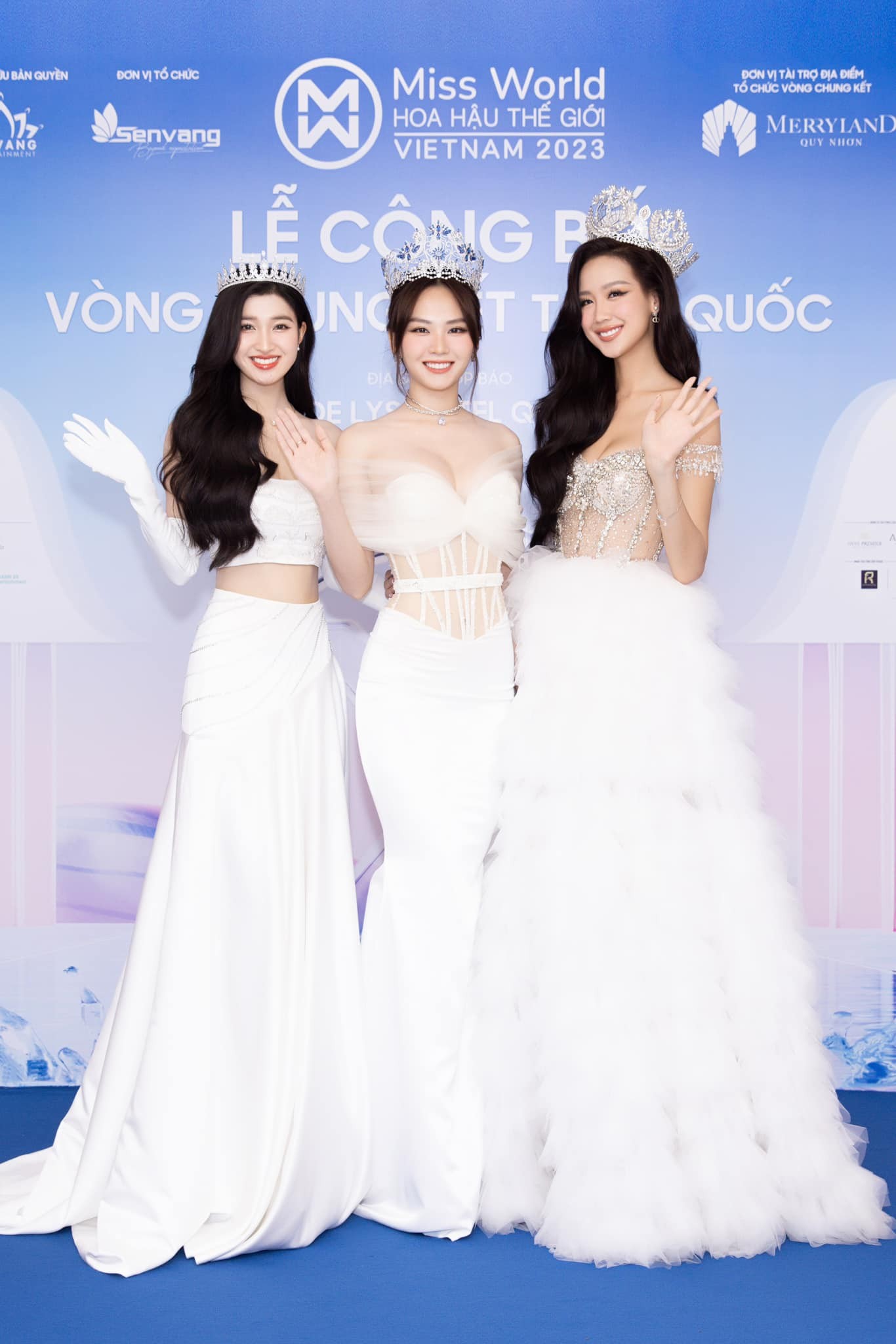 Top 3 Miss World Vietnam 2022 tại Lễ công bố Vòng chung kết Miss World Vietnam 2023. Ảnh: FB Nguyễn Phương Nhi.