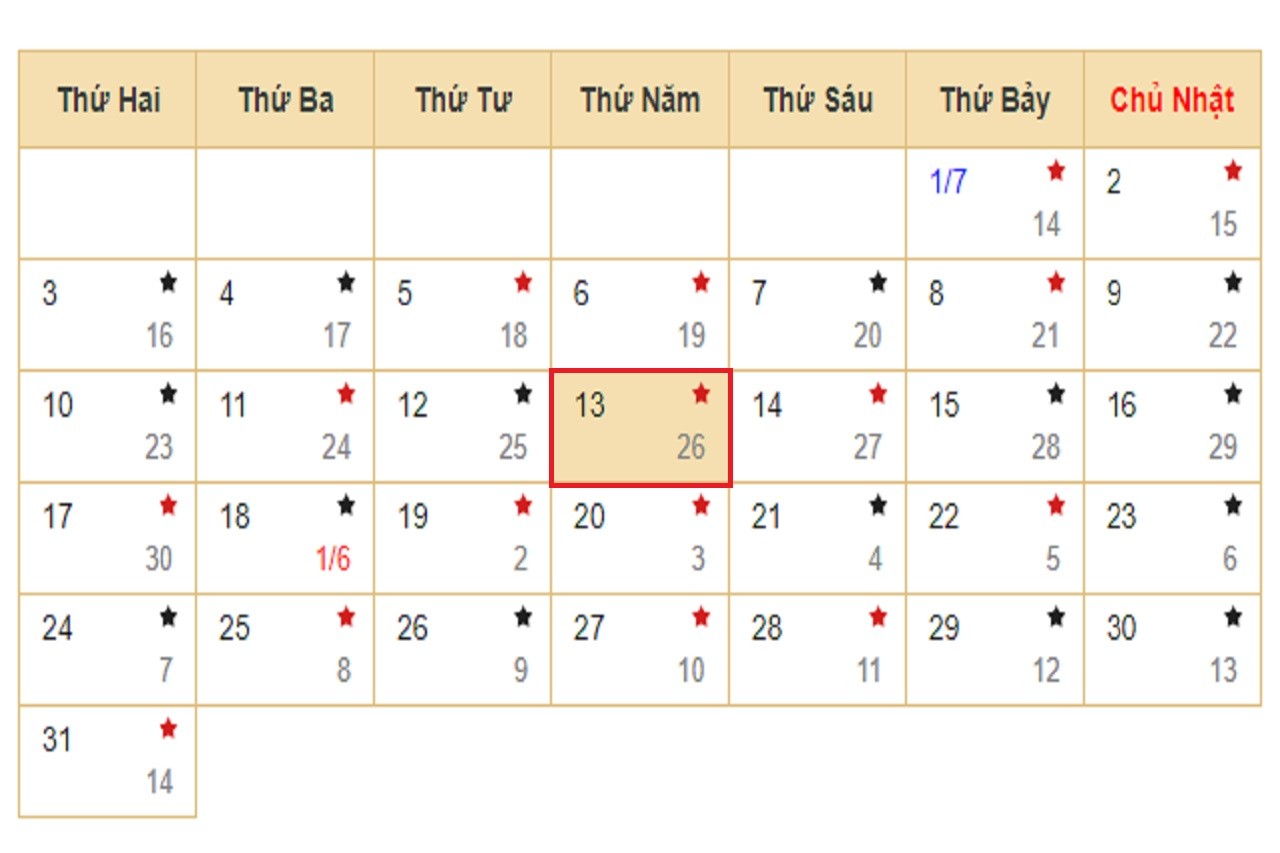 Lịch âm 13/7 - Xem lịch âm hôm nay 13/7/2023.