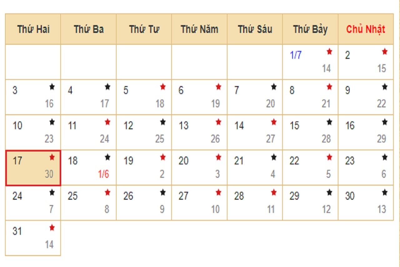 Lịch âm 17/7 - Xem lịch âm hôm nay 17/7/2023. Lịch âm 17/7 - Xem lịch âm hôm nay 17/7/2023.