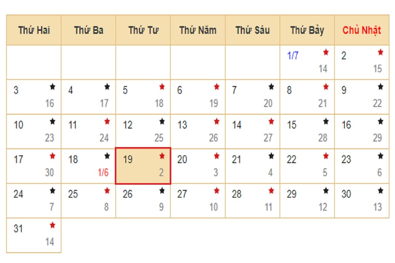 Lịch âm 19/7 - Xem lịch âm hôm nay 19/7/2023.