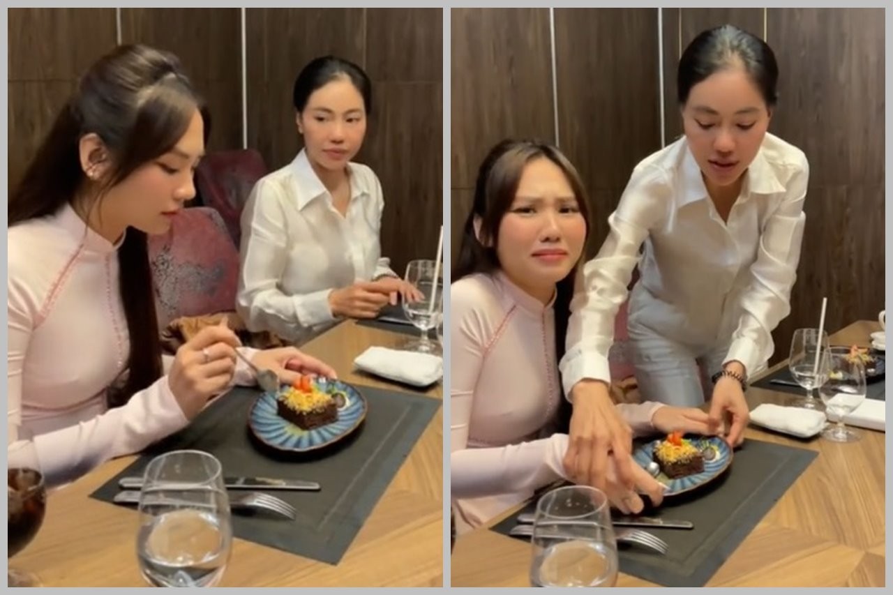 Hoa hậu Mai Phương và bà Phạm Kim Dung phối hợp đóng tiểu phầm hài hước. Ảnh chụp màn hình. 