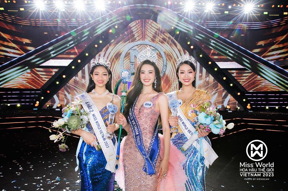 Top 3 Miss World Vietnam 2023. Ảnh Fanpage Miss World Vietnam.