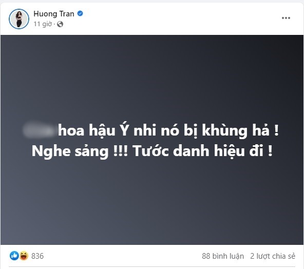 Bài đăng của Hương Trần. Ảnh chụp màn hình.