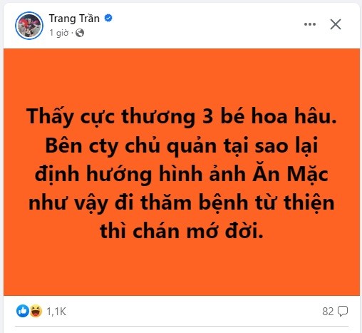 Bài đăng của Trang Trần. Ảnh chụp màn hình. Bài đăng của Trang Trần. Ảnh chụp màn hình.
