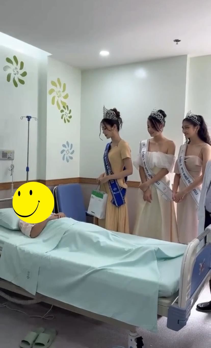 Hình ảnh Top 3 Miss World Vietnam 2023 đi thăm hỏi bệnh nhân tại một bệnh viện có chất lượng 5 sao tiếp tục gây tranh cãi. Ảnh: Internet. Hình ảnh Top 3 Miss World Vietnam 2023 đi thăm hỏi bệnh nhân tại một bệnh viện có chất lượng 5 sao tiếp tục gây tranh cãi. Ảnh: Internet.