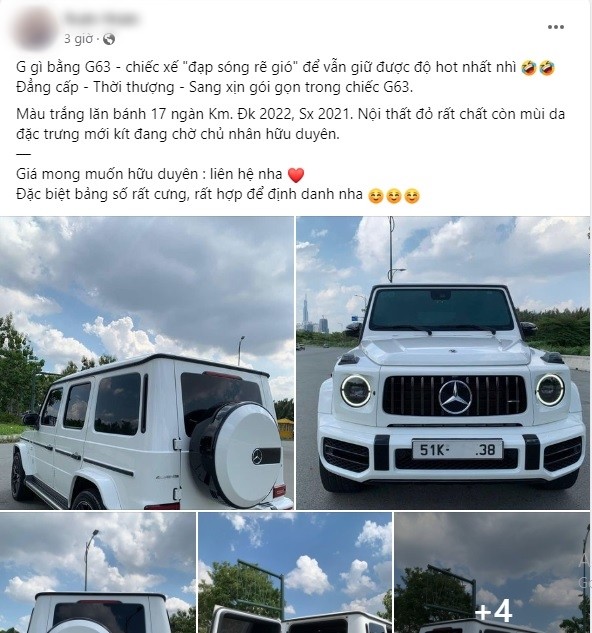 Bài đăng rao bán xe G63 của một chuyên gia bán xe hơi nổi tiếng. Ảnh chụp màn hình. Bài đăng rao bán xe G63 của một chuyên gia bán xe hơi nổi tiếng. Ảnh chụp màn hình.