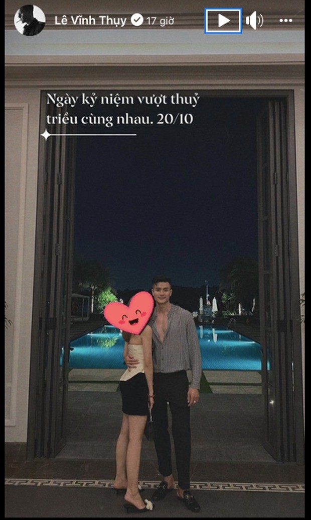 Anh công khai bạn gái mới vào năm 2021 sau khi chia tay Hoàng Thùy Linh. Ảnh FB Vĩnh Thụy.
