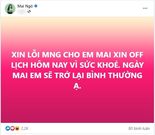 Bài đăng của Mai Ngô gây chú ý. Ảnh chụp màn hình. Bài đăng của Mai Ngô gây chú ý. Ảnh chụp màn hình.