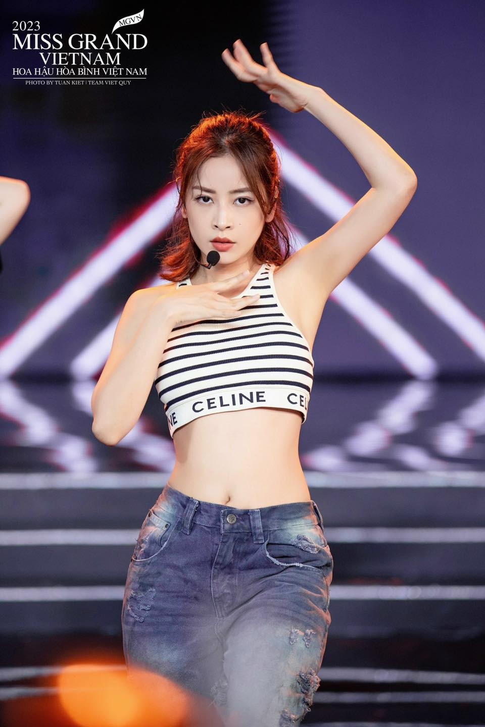 Chi Pu tập duyệt cho đêm chung kết. Ảnh: Miss Grand Vietnam