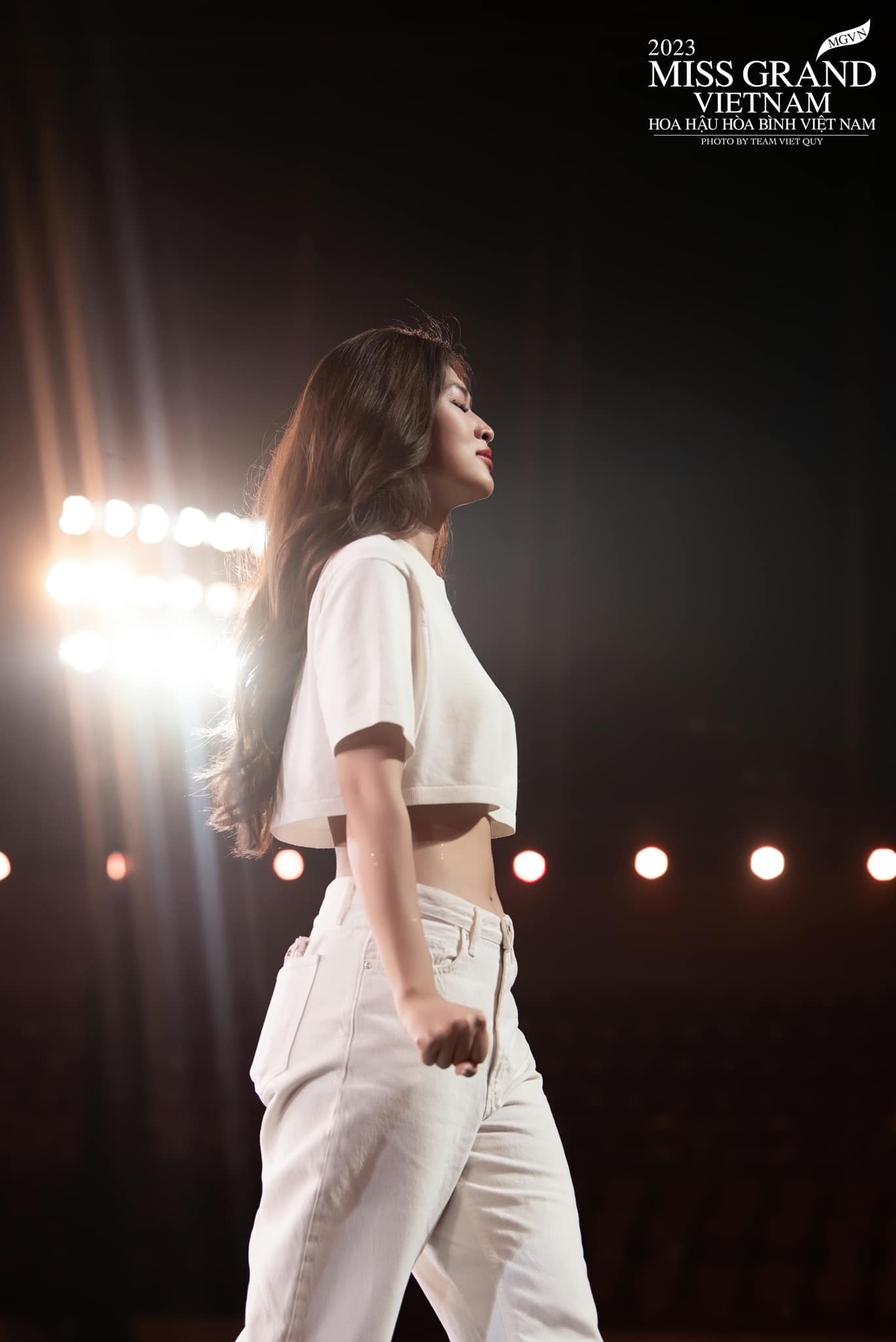 Hiện tại, Đoàn Thiên Ân đang tích cực tập luyện để chuẩn bị cho đêm chung kết Miss Grand Vietnam 2023 tối nay. Ảnh FB Đoàn Thiên Ân. 