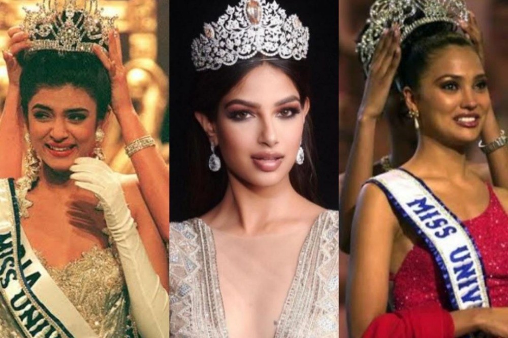 Từ trái qua phải: Sushmita Sen, Harnaaz Kaur Sandhu và Lara Dutta- ba người đẹp đăng quang Miss Universe đến từ Ấn Độ. Từ trái qua phải: Sushmita Sen, Harnaaz Kaur Sandhu và Lara Dutta- ba người đẹp đăng quang Miss Universe đến từ Ấn Độ.