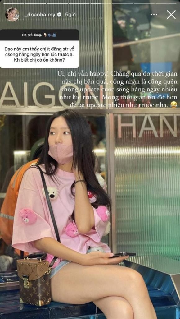 Doãn Hải My trả lời thắc mắc của fan. Ảnh chụp màn hình. Doãn Hải My trả lời thắc mắc của fan. Ảnh chụp màn hình.