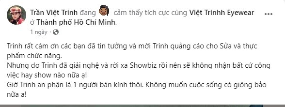 Bài đăng của Việt Trinh thu hút sự chú ý. Ảnh Chụp màn hình. Bài đăng của Việt Trinh thu hút sự chú ý. Ảnh Chụp màn hình.