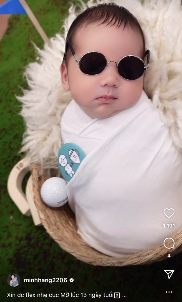 Cận mặt quý tử nhà Minh Hằng. Ảnh chụp màn hình. Cận mặt quý tử nhà Minh Hằng. Ảnh chụp màn hình.