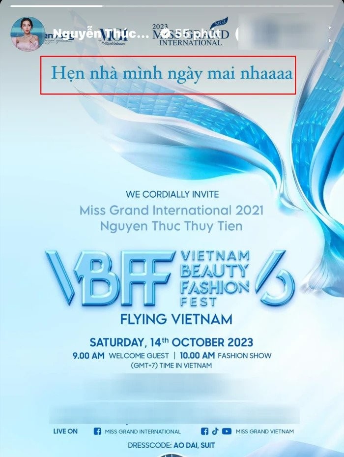 Nàng hậu thông báo tham gia sự kiện ngày 14/10. Ảnh FB Thùy Tiên. Nàng hậu thông báo tham gia sự kiện ngày 14/10. Ảnh FB Thùy Tiên.