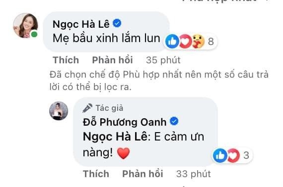 Được vợ Công Lý khen là mẹ bầu, Phương Oanh không phủ nhận mà liền gửi lời cảm ơn. Ảnh chụp màn hình. Được vợ Công Lý khen là mẹ bầu, Phương Oanh không phủ nhận mà liền gửi lời cảm ơn. Ảnh chụp màn hình.