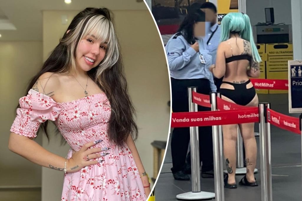 Kine Chan là một người có ảnh hưởng người Brazil với hơn 670.000 người theo dõi trên Instagram. Cô gây chú ý khi mặc bikini tới sân bay và bị hãng hàng không cấm lên chuyến bay vì trang phục 'không phù hợp'. Ảnh New York Post.