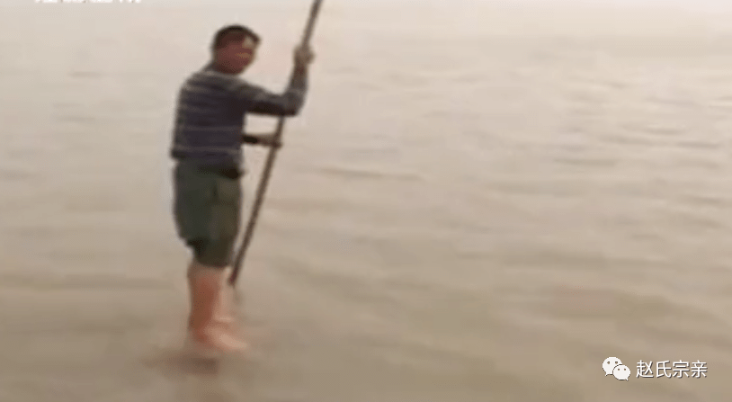 Người dân đứng trên bức tường gạch chìm dưới nước. Ảnh Sohu.