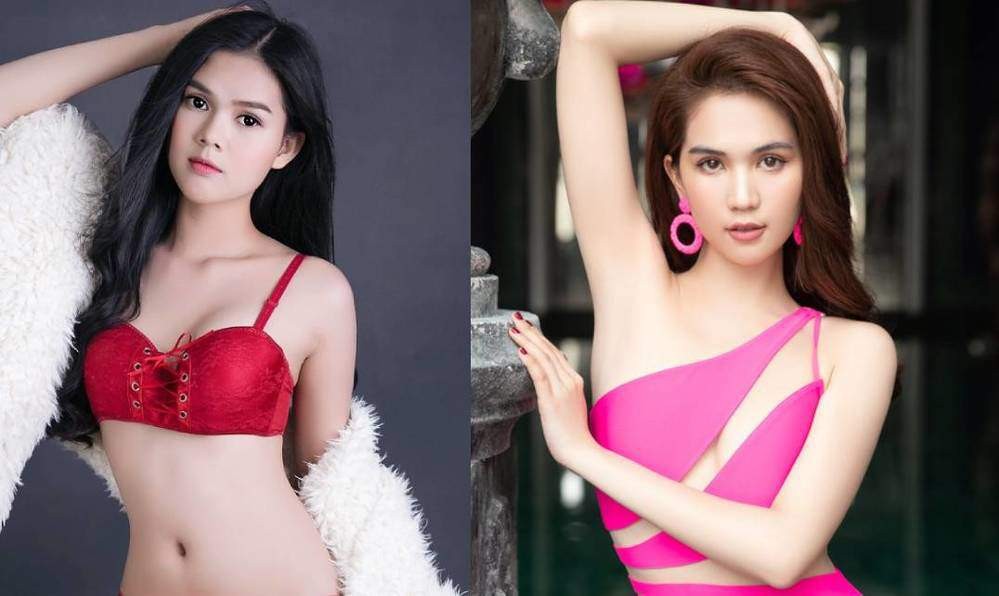 Lê Ngọc Trinh (trái) từng được coi là bản sao của nữ hoàng nội y. Ảnh Internet.