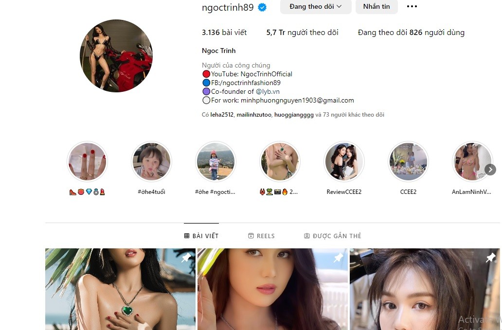 ....trang Instagram '@ngoctrinh89' đều đồng loạt được mở lại. ....trang Instagram '@ngoctrinh89' đều đồng loạt được mở lại.